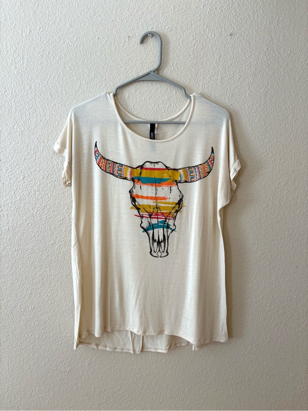 Lovely Souls Women’s Vibrant Steer Skull Graphic Tee